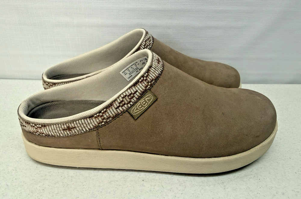 KEEN Elle Suede Mule Brindle/Birch Leather Slip On Moc Womens Size 10